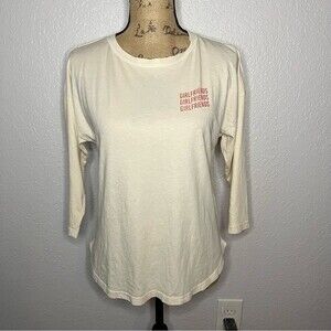 Mate the Label Womens size S White Girlfriends Devi Crew 3/4 Sleeve Top Organic